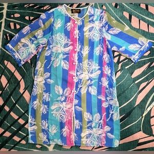 Vintage Bob Mackie Wearable Art Sheer Decorative Button Front Robe Muumuu